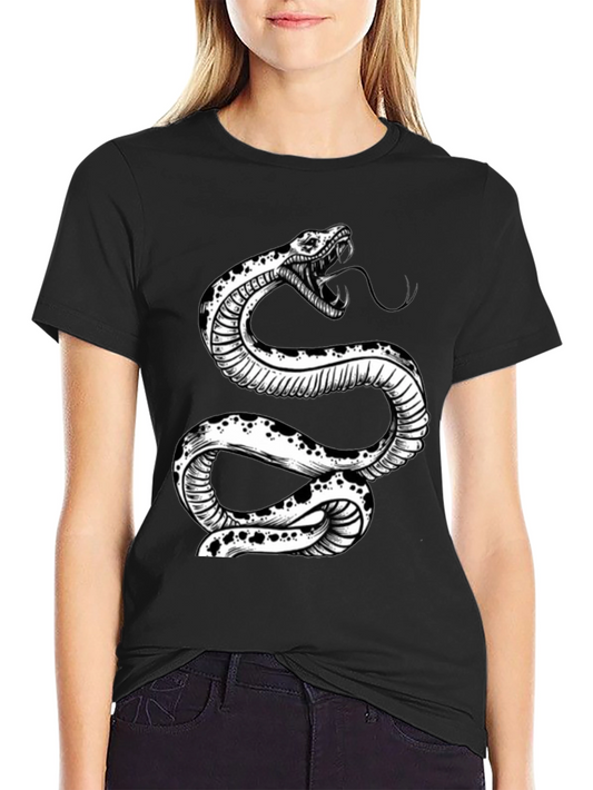 Snake Graphic Tee - Black Cotton T-Shirt