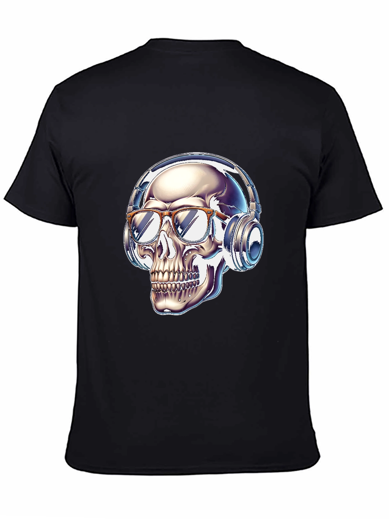 Skull with Headphones Graphic Tee - Modern Streetwear Style