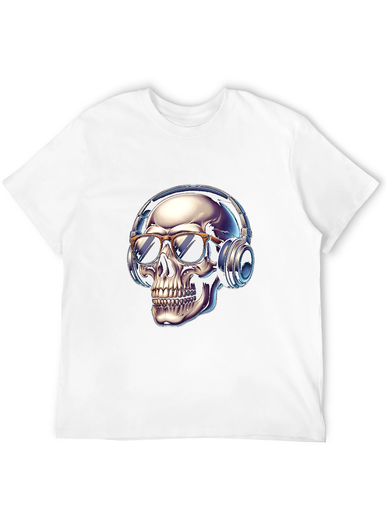 Skull with Headphones Graphic Tee - Modern Streetwear Style