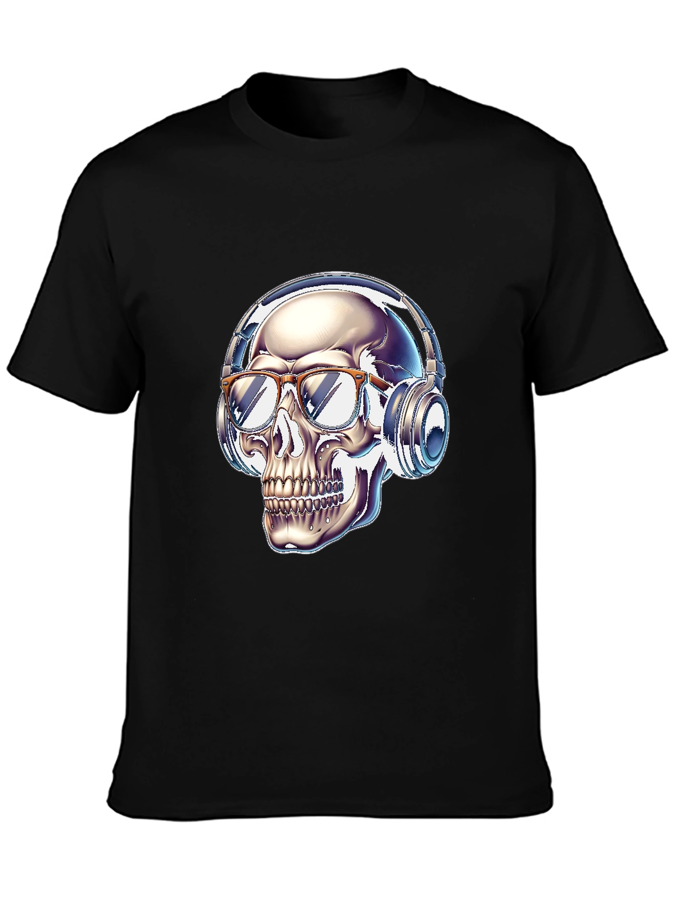 Skull with Headphones Graphic Tee - Modern Streetwear Style