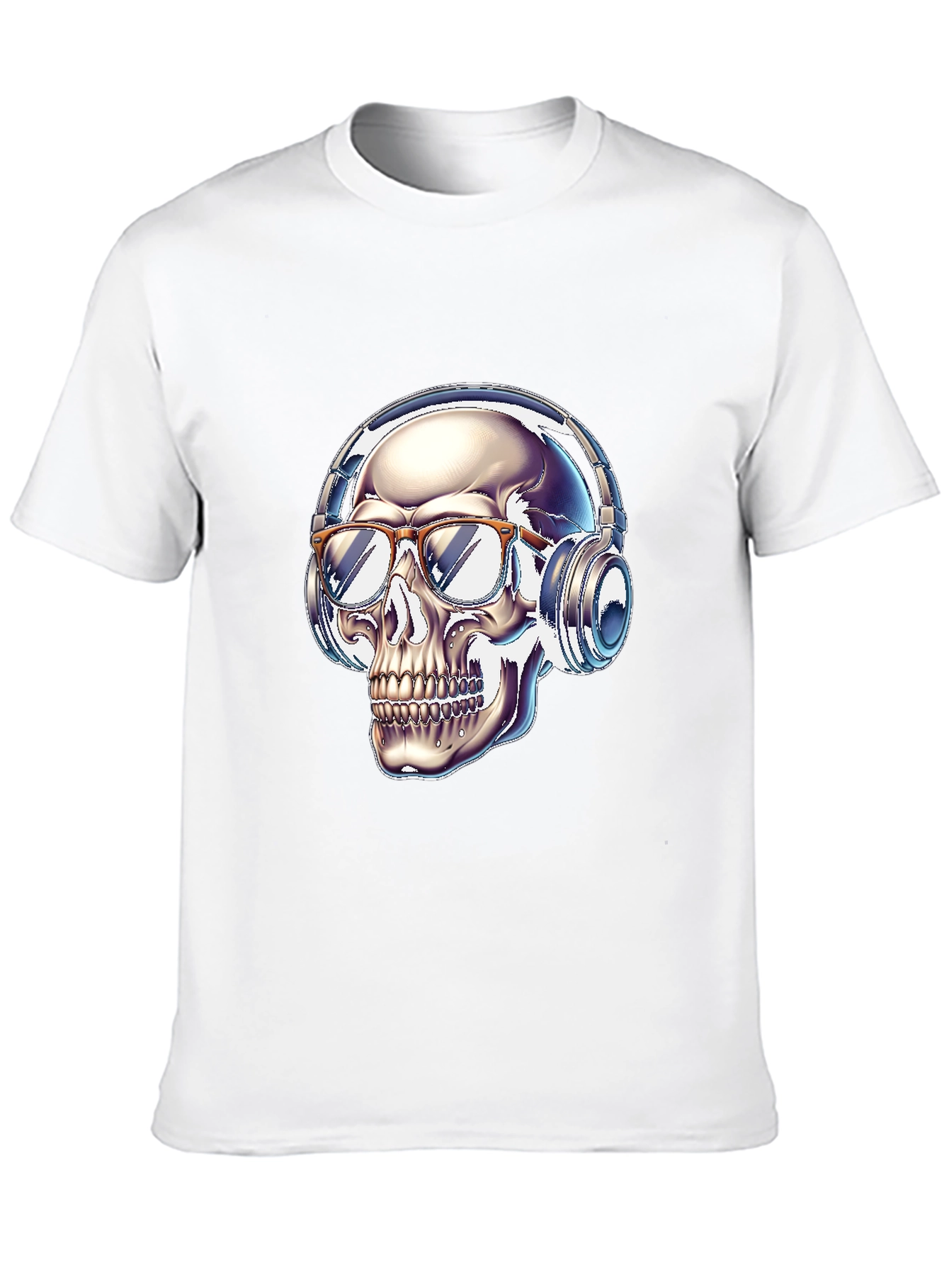 Skull with Headphones Graphic Tee - Modern Streetwear Style