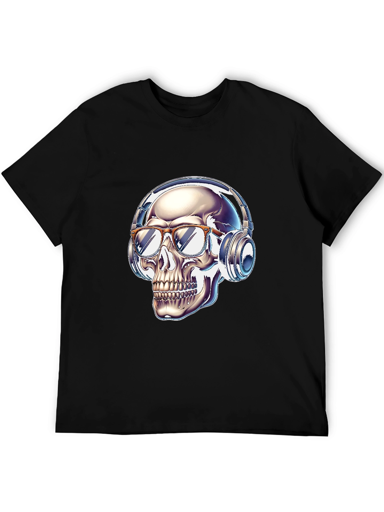 Skull with Headphones Graphic Tee - Modern Streetwear Style