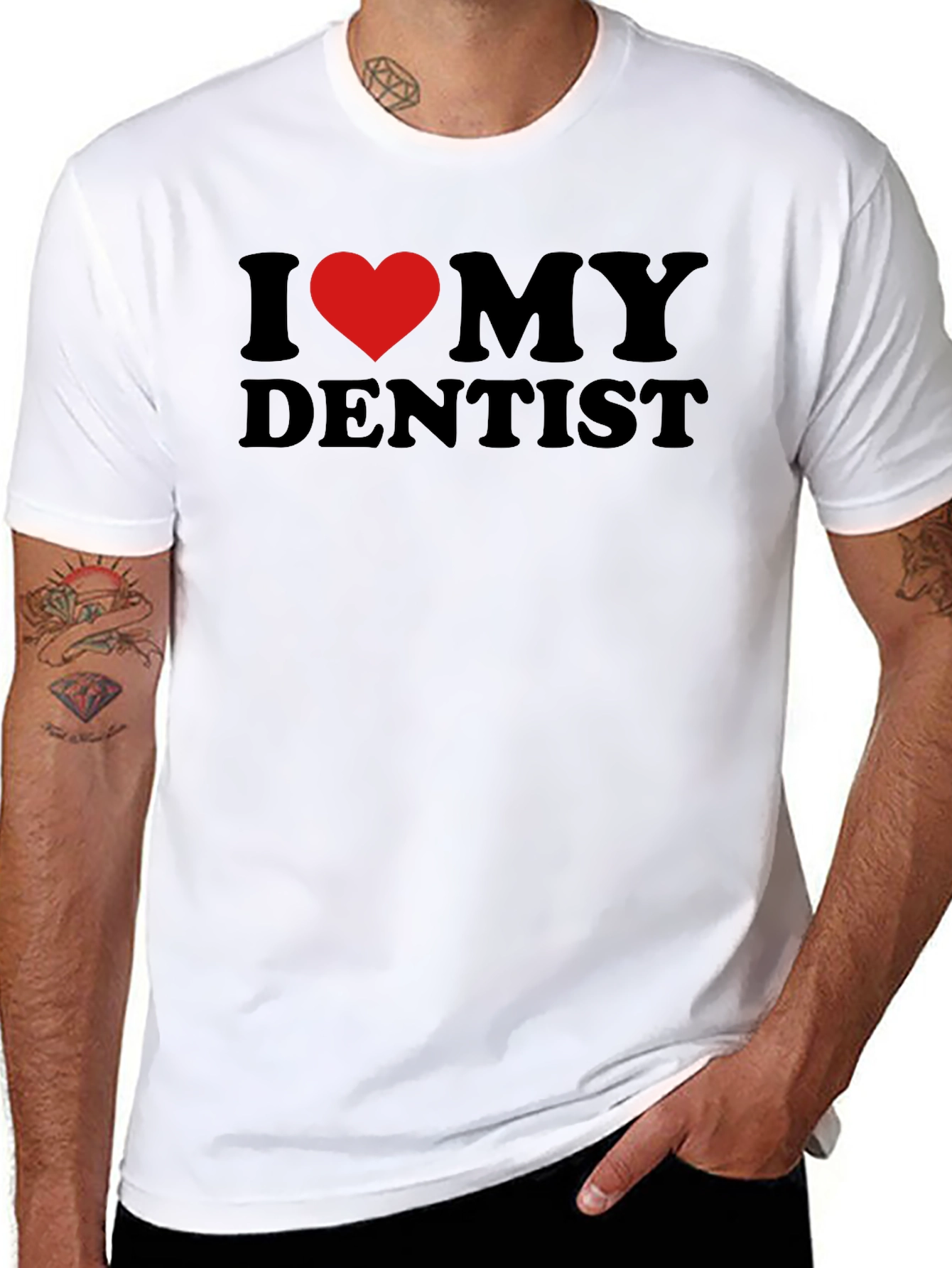 I Love My Dentist T-Shirt - Black Novelty Tee