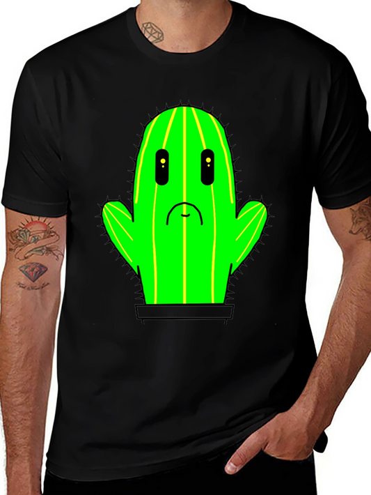 Sad Cactus T-Shirt - Black Cotton Graphic Tee