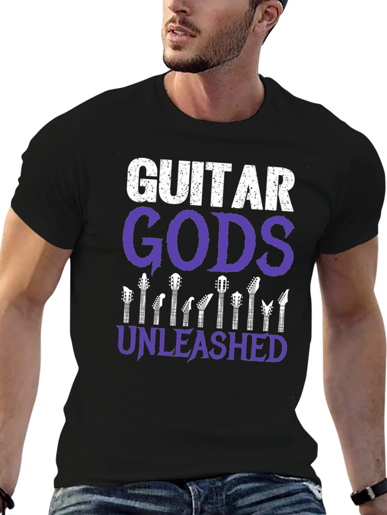 Guitar Gods Unleashed Graphic Tee - Black Cotton T-Shirt