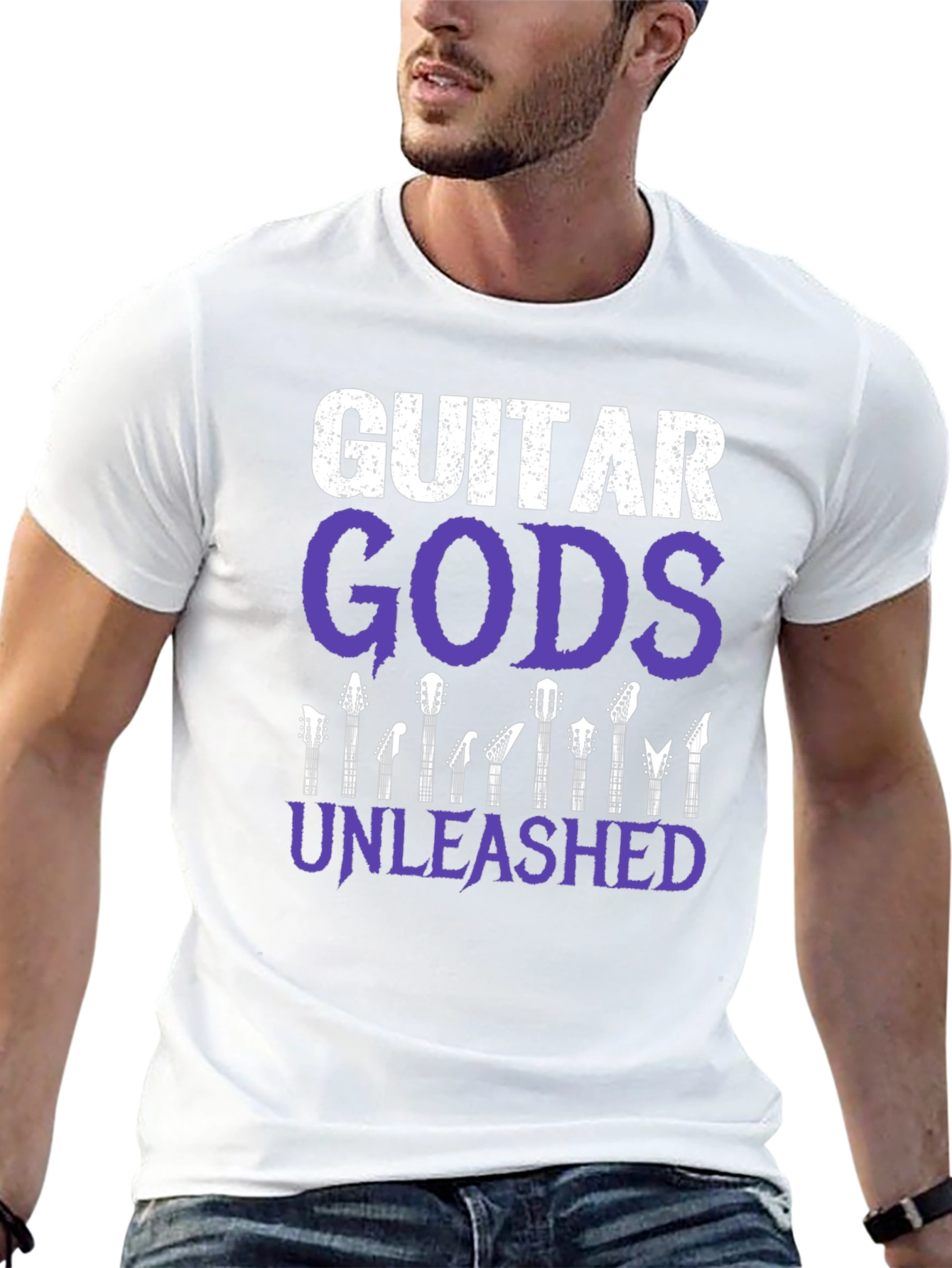 Guitar Gods Unleashed Graphic Tee - Black Cotton T-Shirt