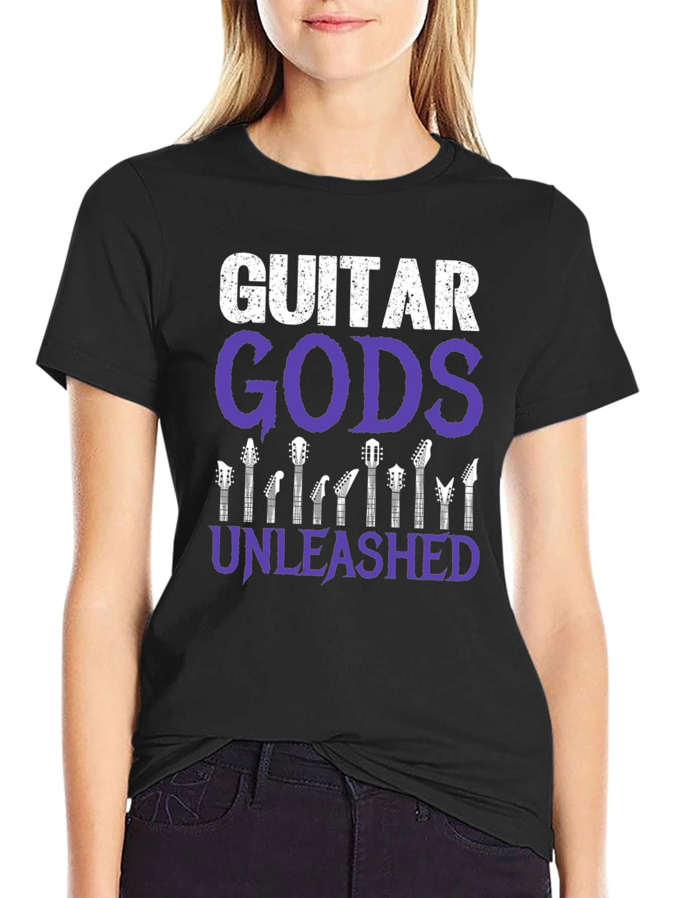 Guitar Gods Unleashed Graphic Tee - Black Cotton T-Shirt
