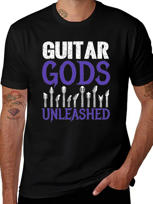 Guitar Gods Unleashed Graphic Tee - Black Cotton T-Shirt
