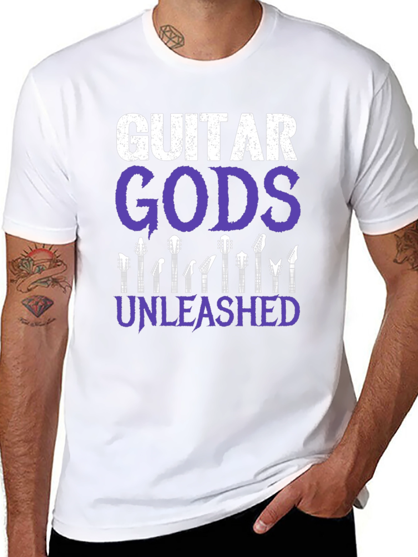 Guitar Gods Unleashed Graphic Tee - Black Cotton T-Shirt