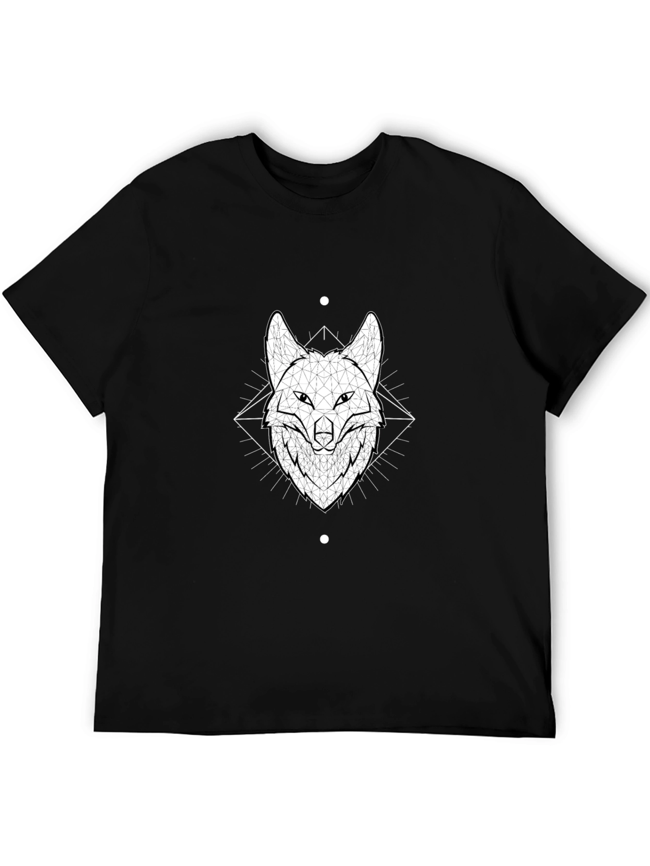 Geometric Fox Head Graphic Black T-Shirt