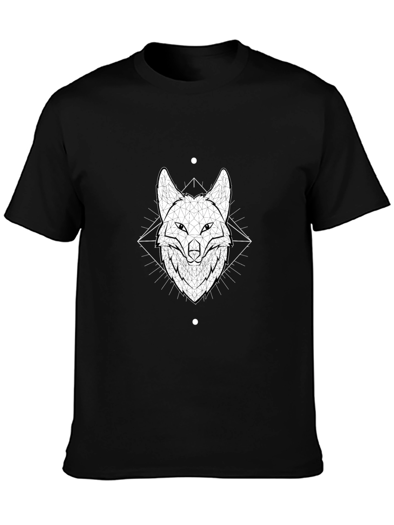 Geometric Fox Head Graphic Black T-Shirt