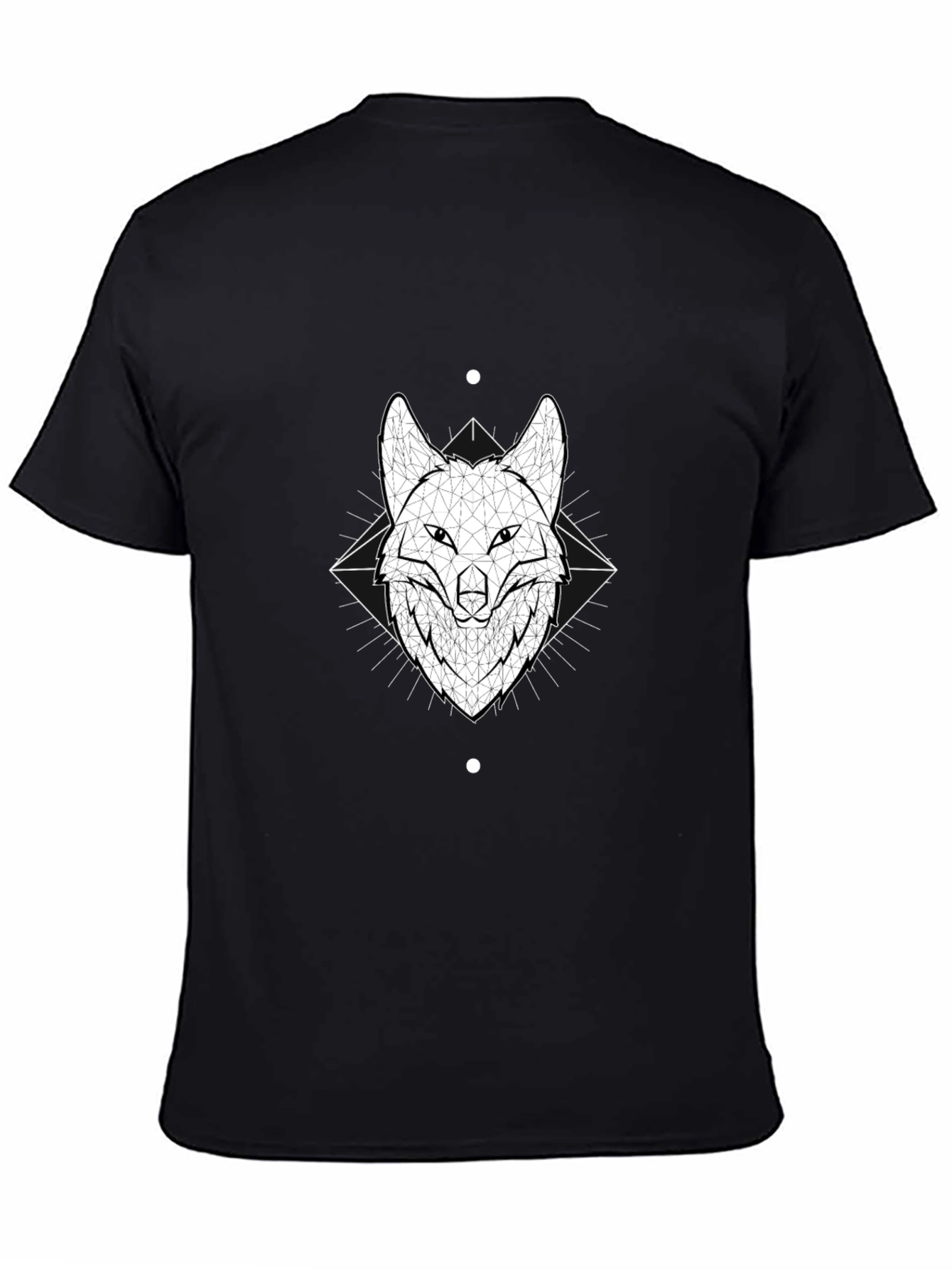 Geometric Fox Head Graphic Black T-Shirt