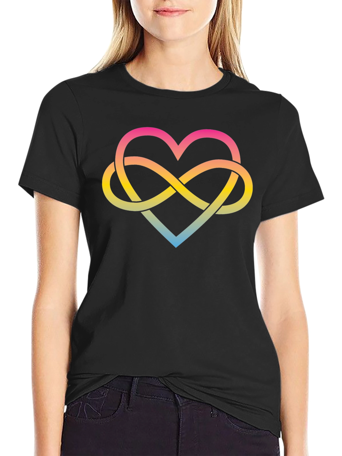 Infinity Heart Graphic Tee - Black