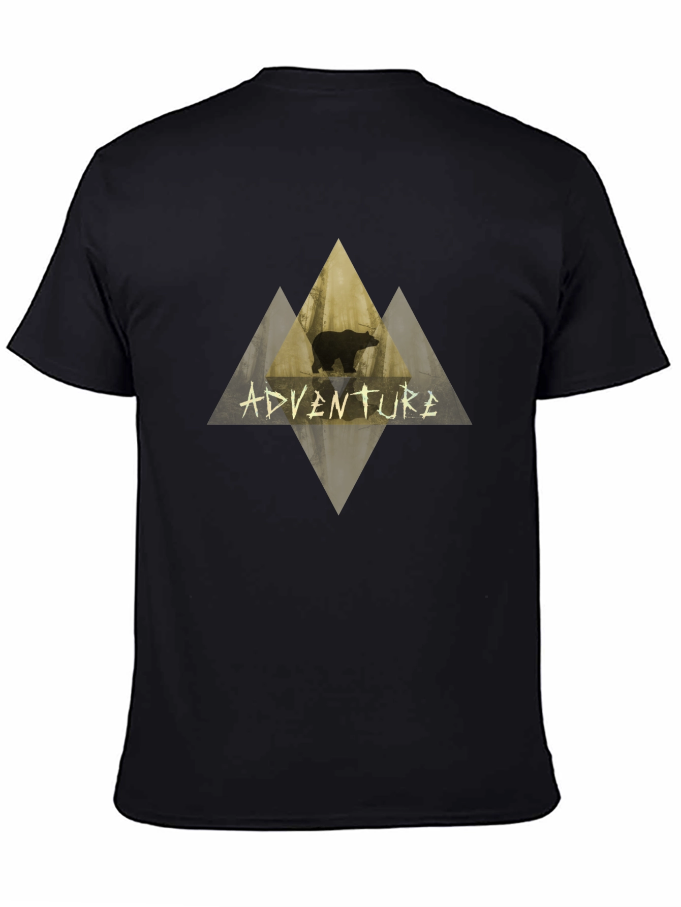 Adventure Bear Graphic Tee - Black Cotton T-Shirt