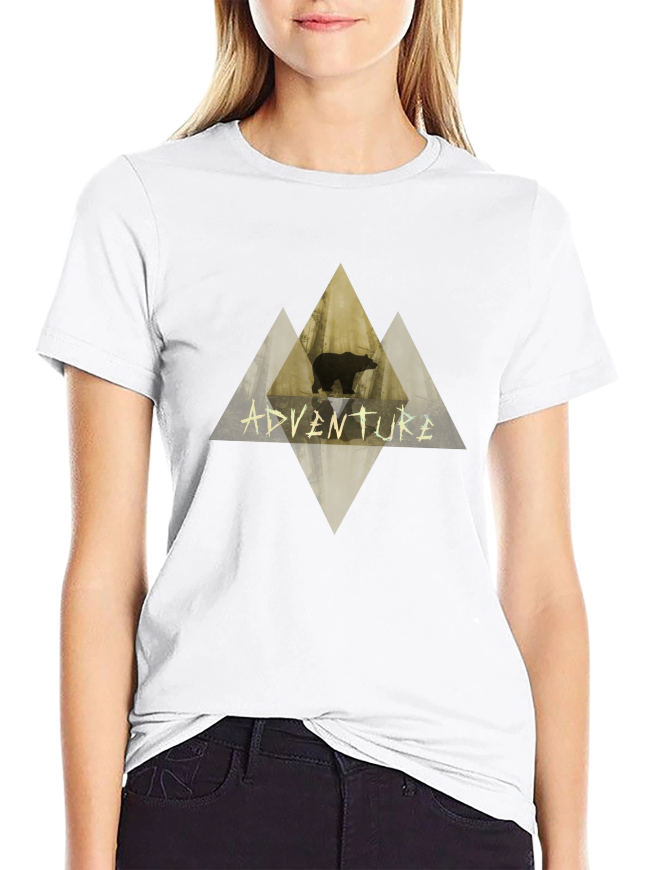 Adventure Bear Graphic Tee - Black Cotton T-Shirt