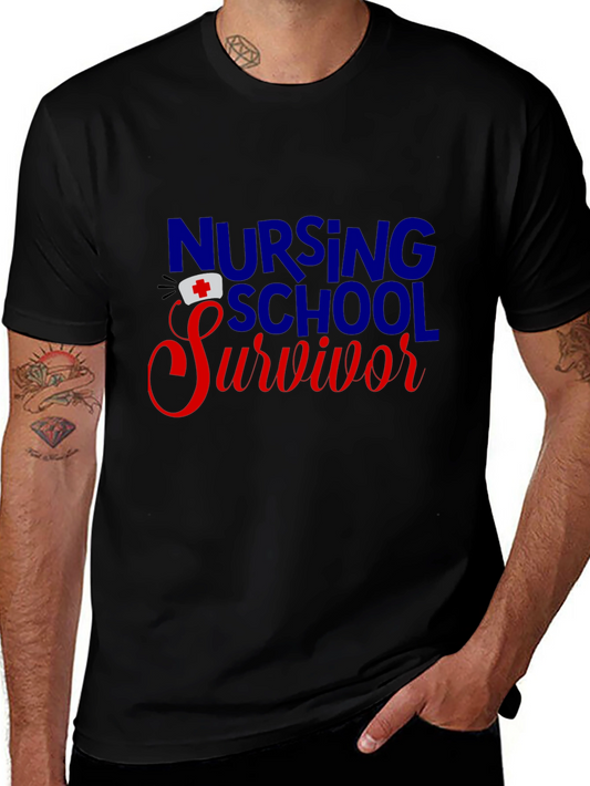 Nursing School Survivor Graphic Tee - Nurse Graduation Gift