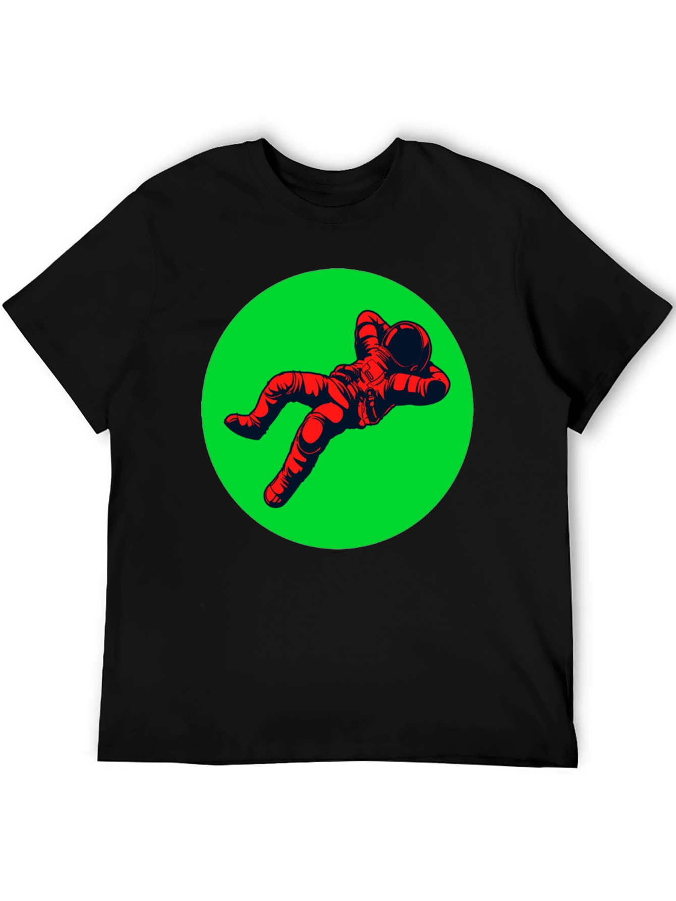 Relaxed Astronaut Graphic Tee - Black Cotton T-Shirt
