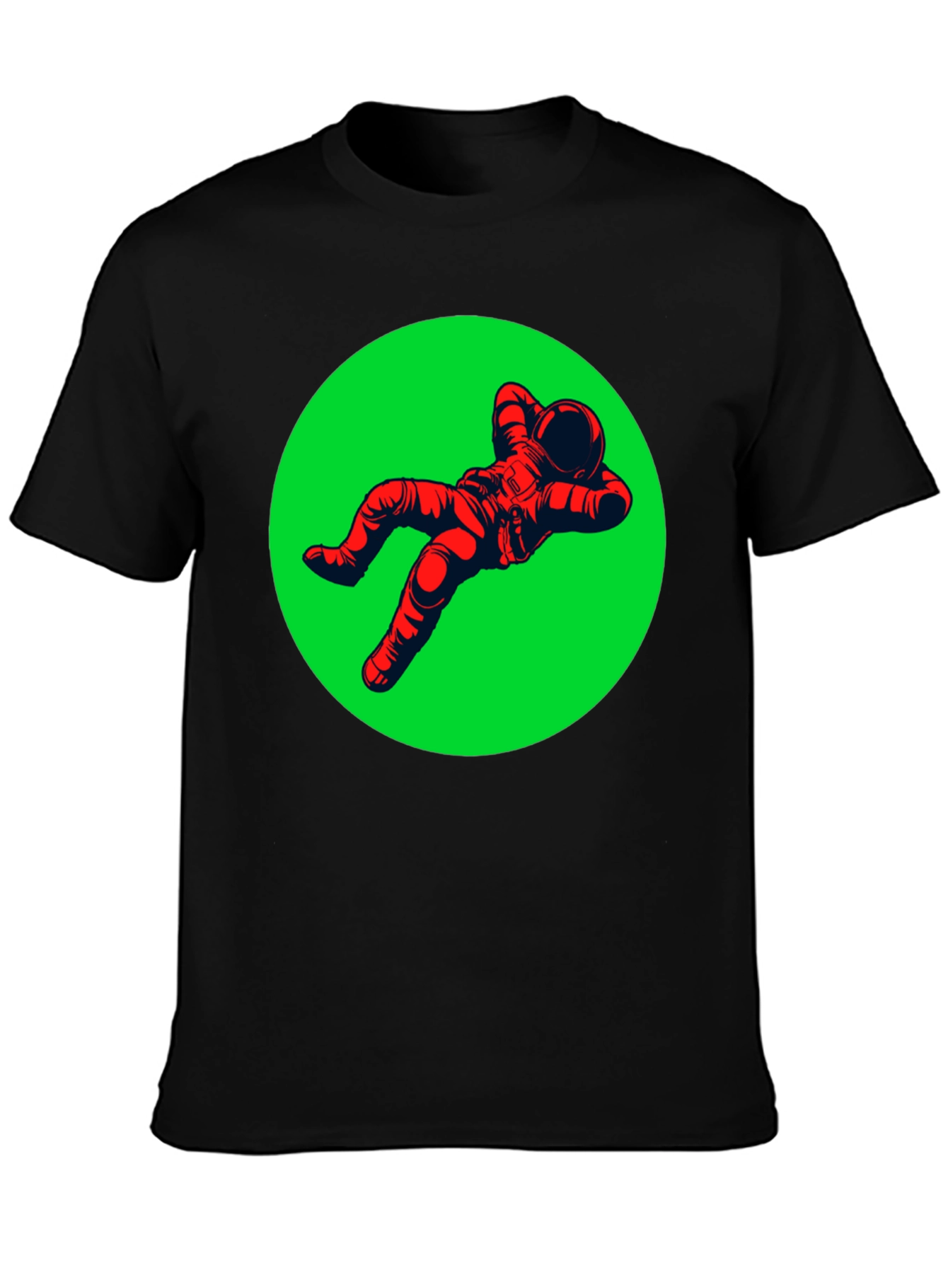 Relaxed Astronaut Graphic Tee - Black Cotton T-Shirt