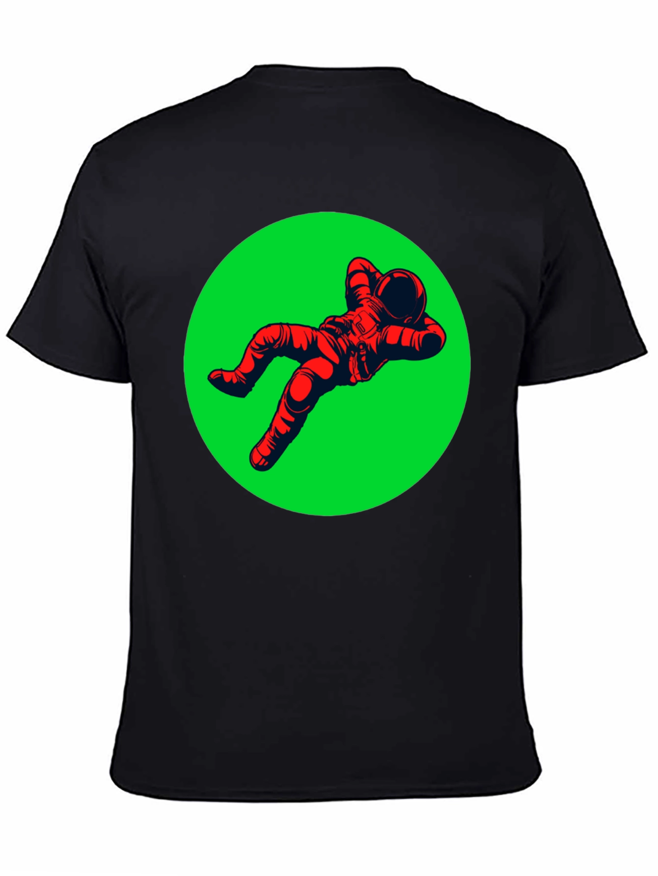 Relaxed Astronaut Graphic Tee - Black Cotton T-Shirt