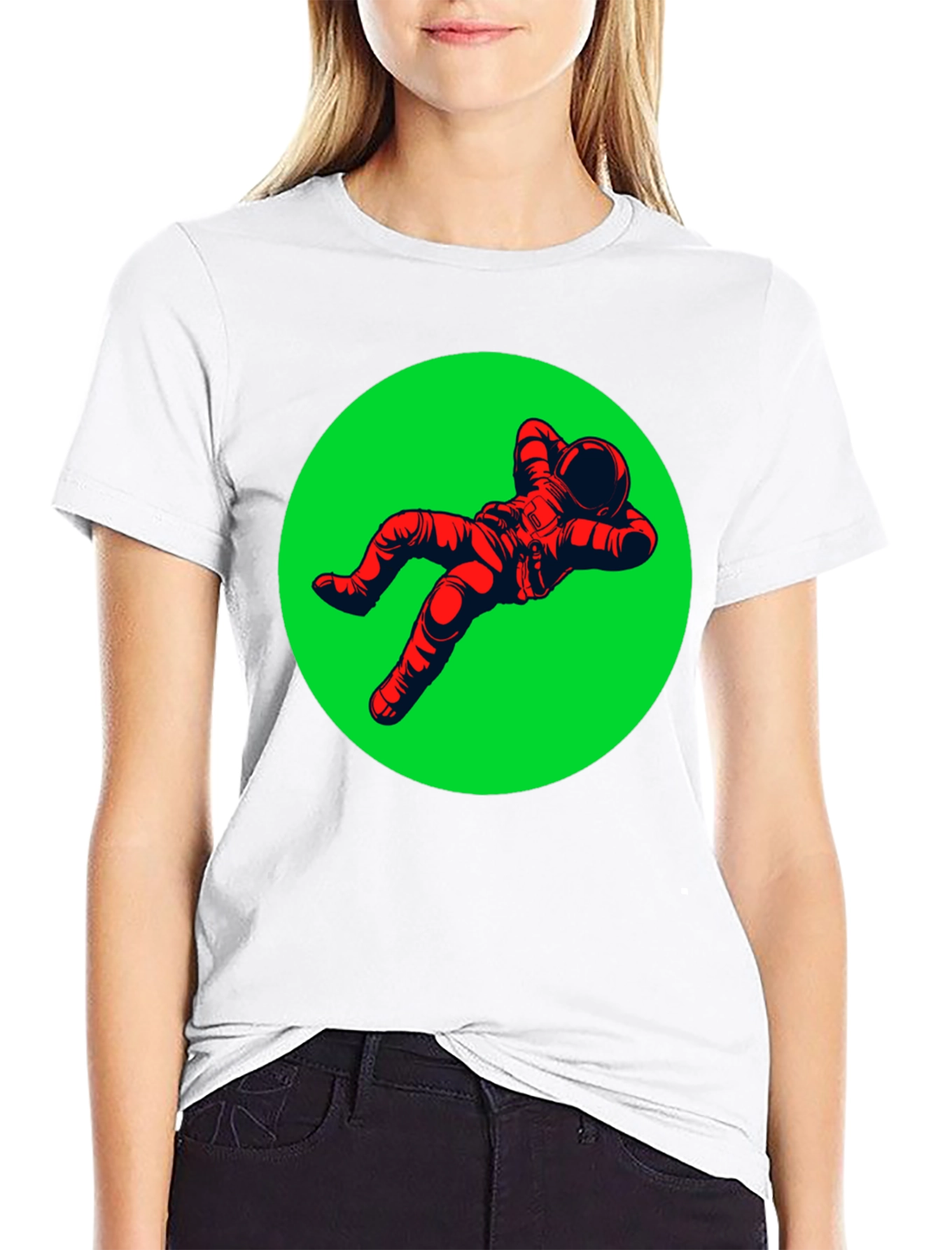 Relaxed Astronaut Graphic Tee - Black Cotton T-Shirt