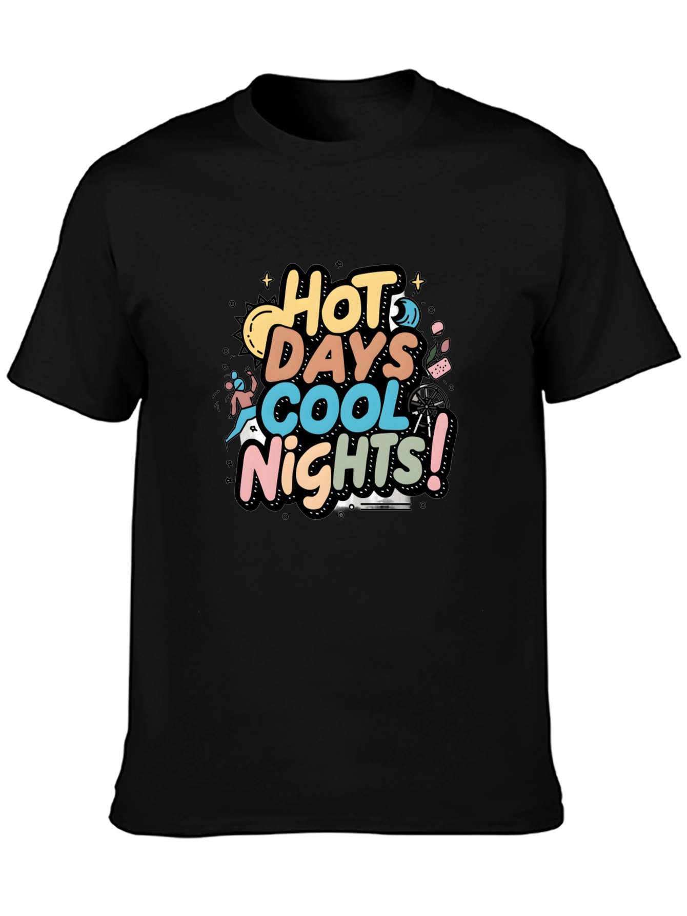 Hot Days Cool Nights Graphic Tee - Black