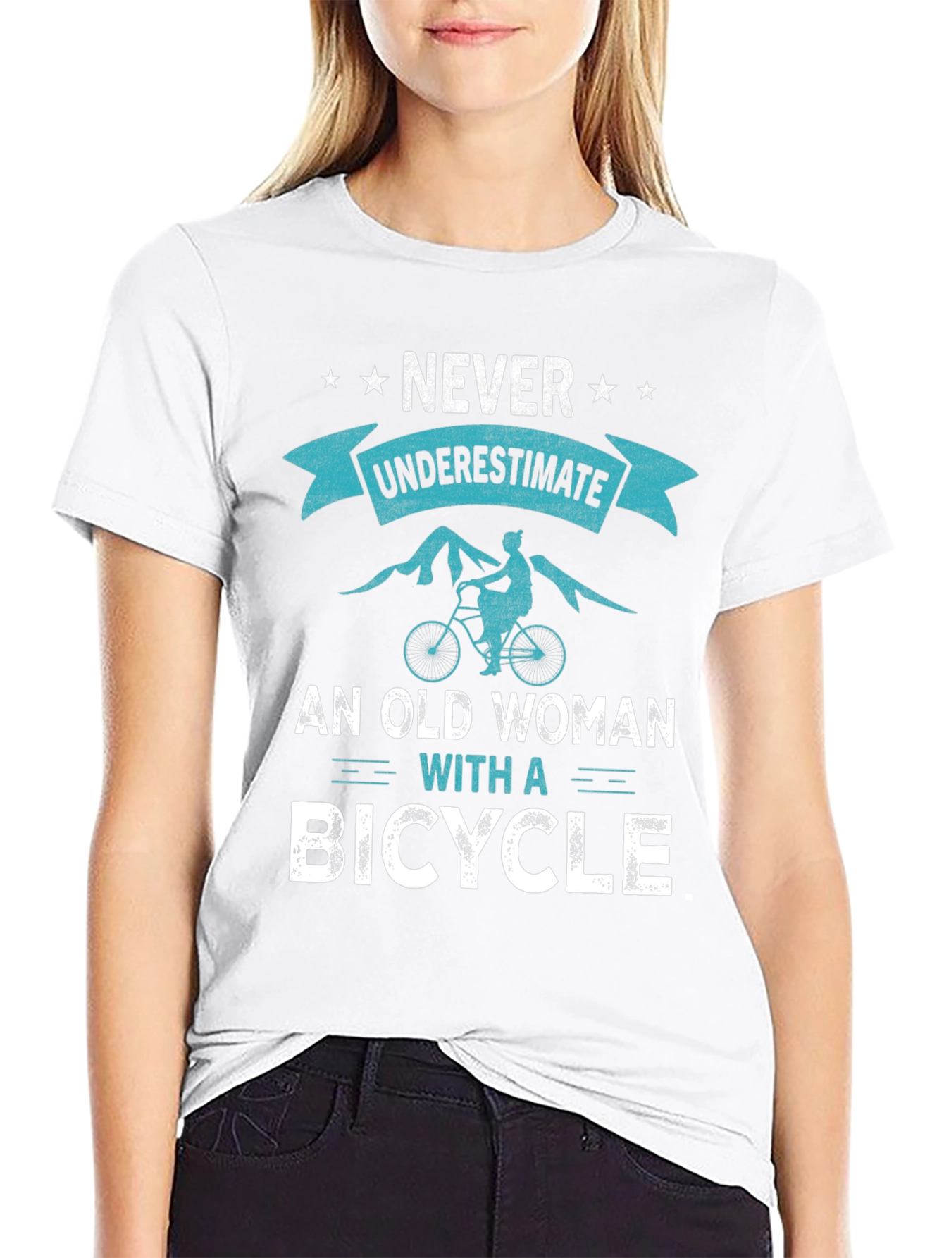 Never Underestimate an Old Woman with a Bicycle T-Shirt