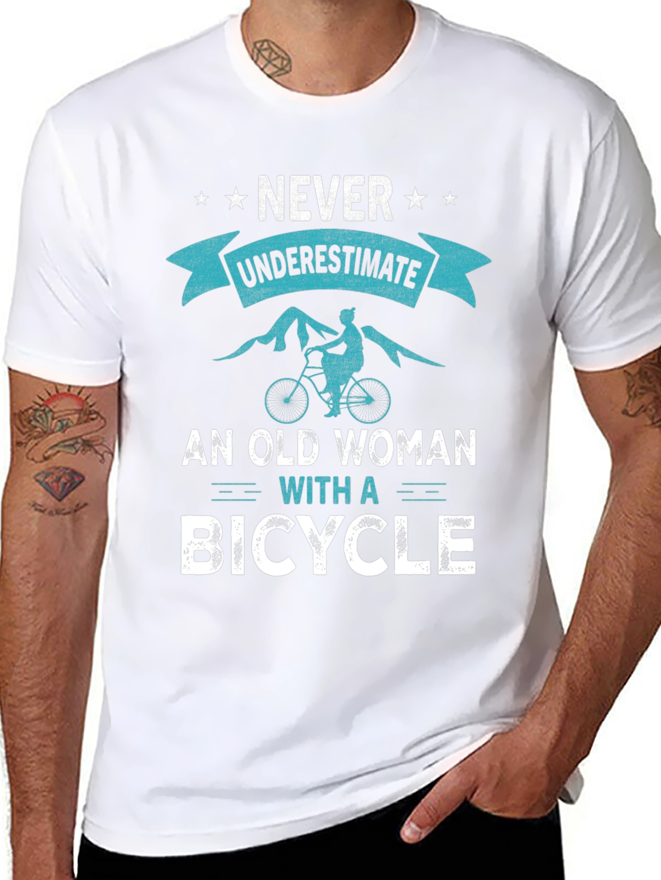 Never Underestimate an Old Woman with a Bicycle T-Shirt