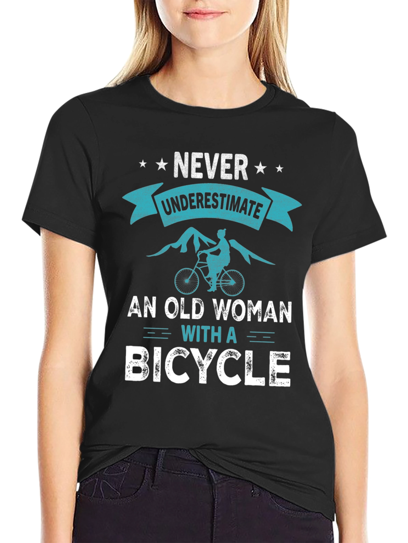 Never Underestimate an Old Woman with a Bicycle T-Shirt