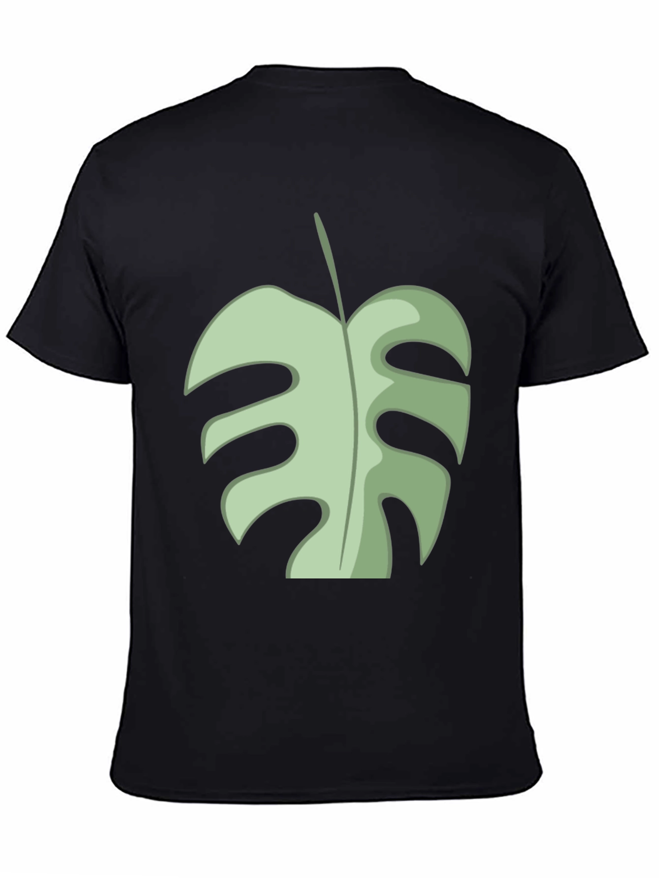 Tropical Monstera Leaf Graphic Tee - Black Cotton