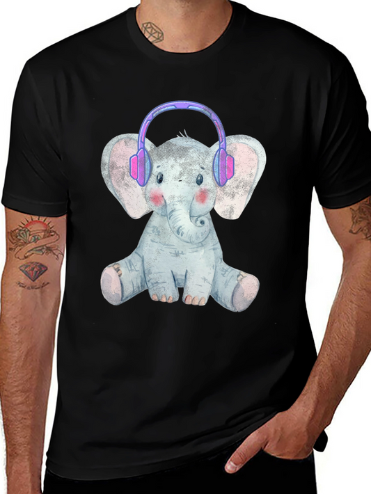 Cute Elephant T-Shirt with Headphones