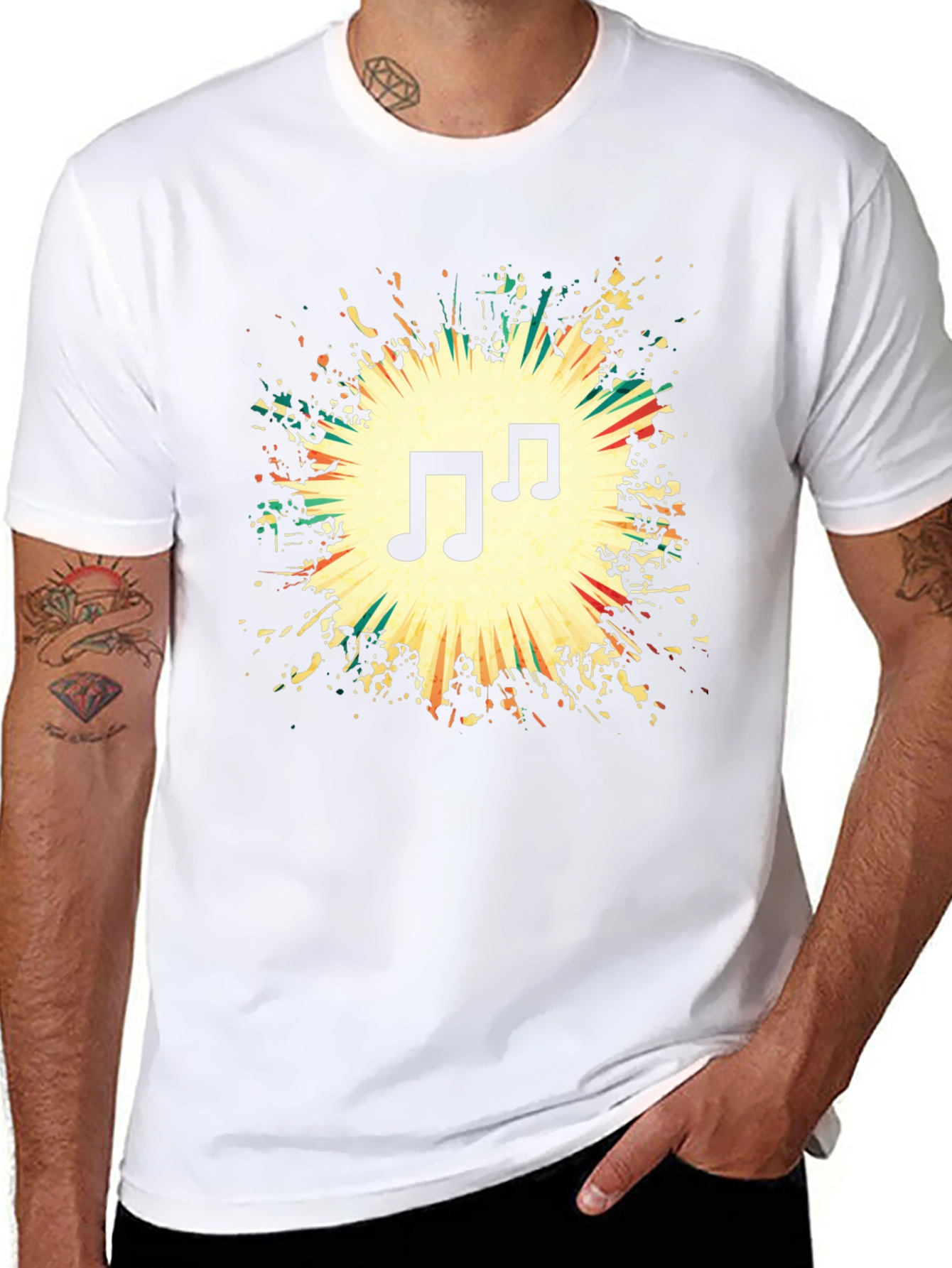 Musical Note Graphic Black T-Shirt