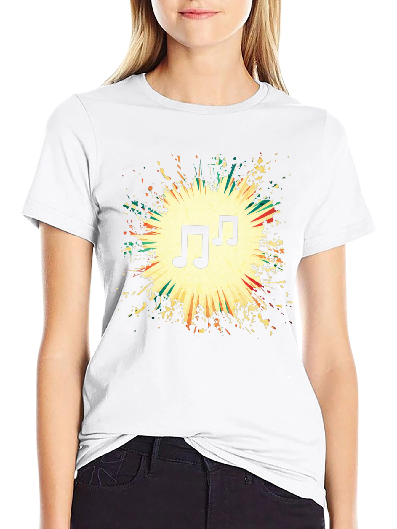 Musical Note Graphic Black T-Shirt