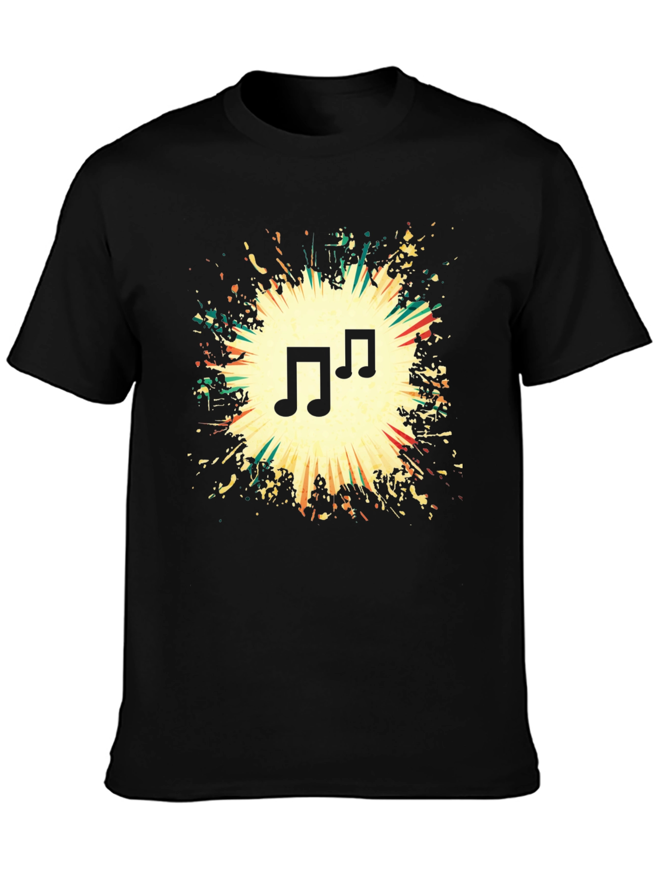 Musical Note Graphic Black T-Shirt
