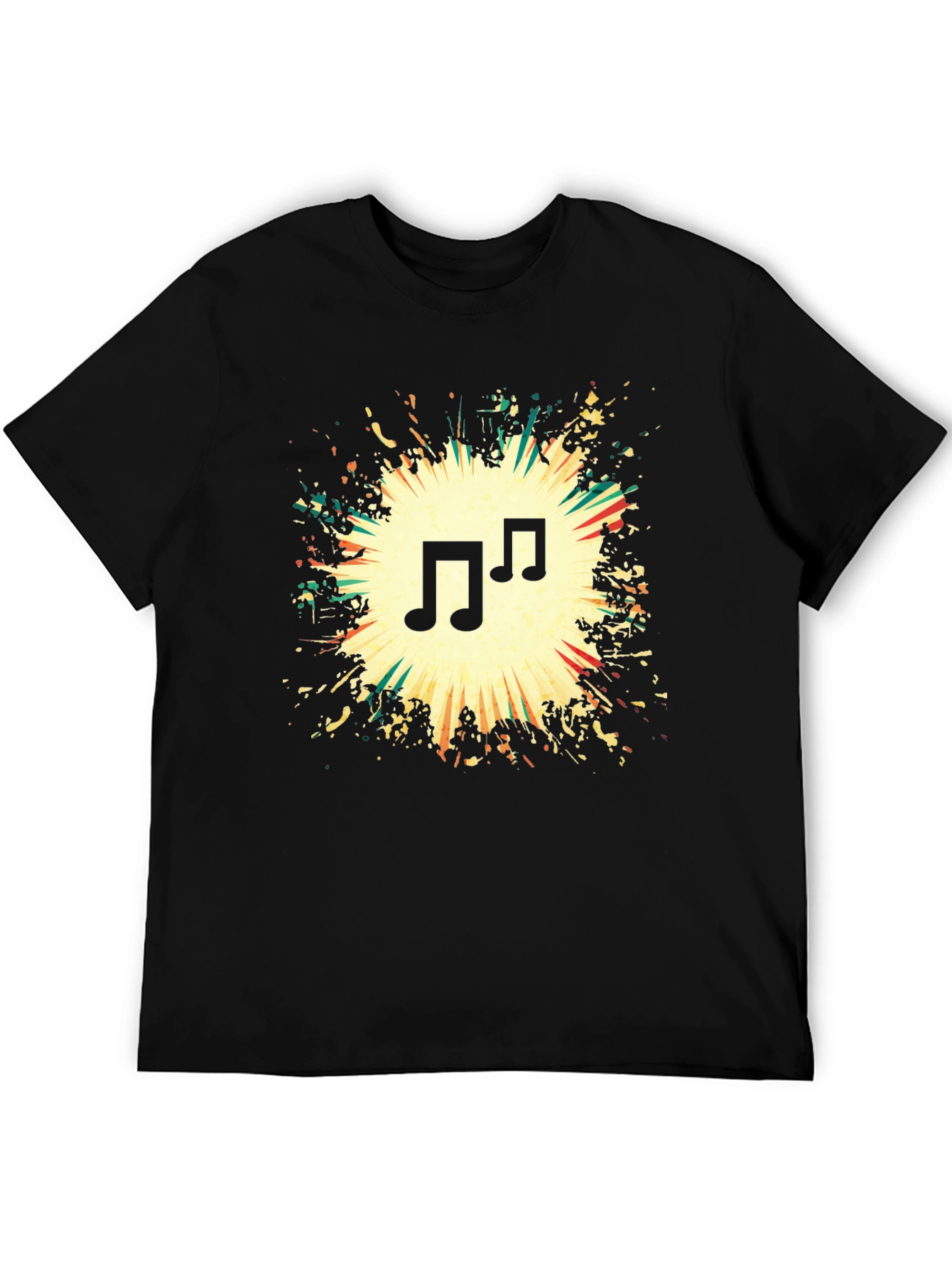 Musical Note Graphic Black T-Shirt
