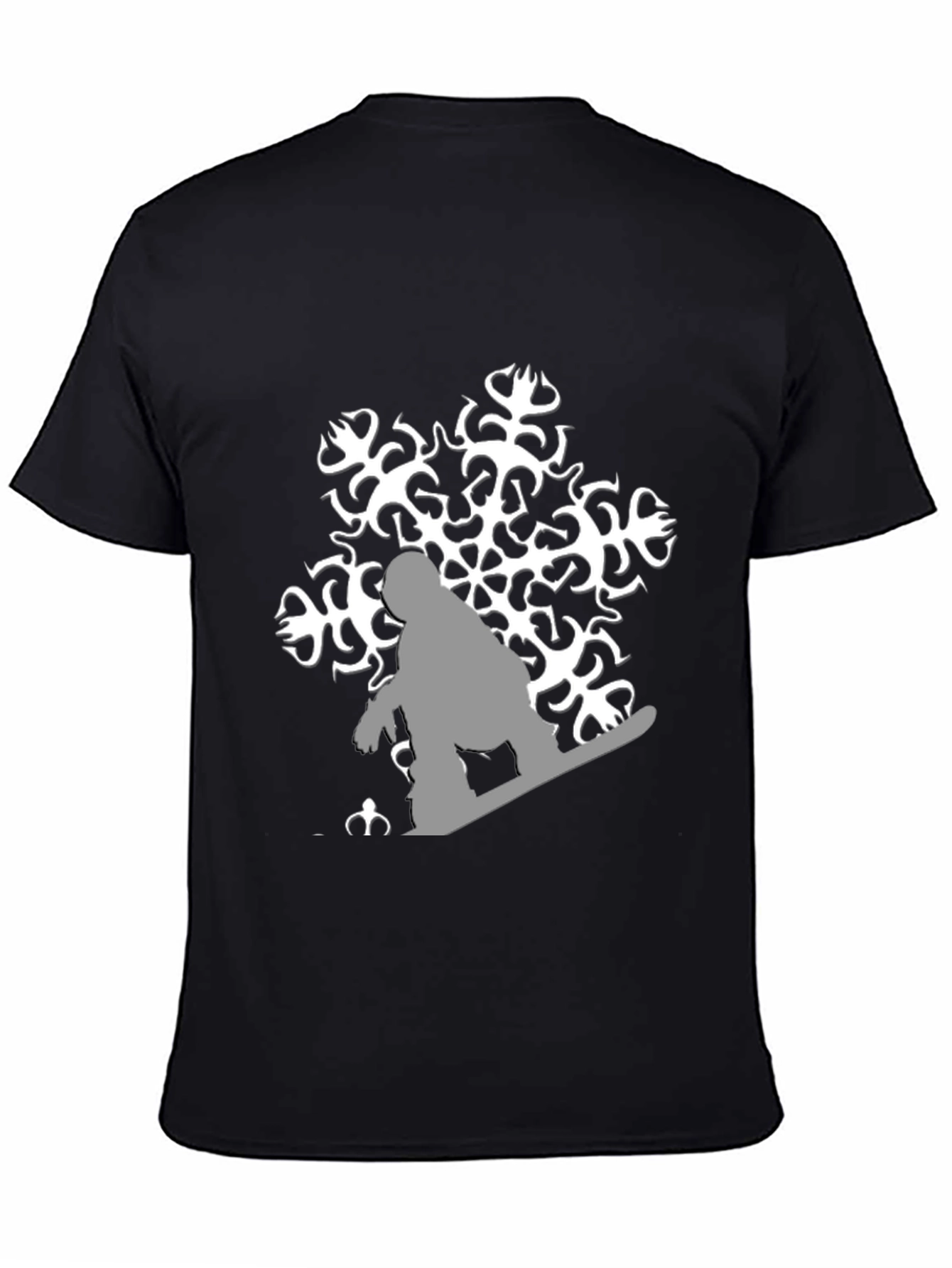 Snowflake Snowboarder Graphic Tee - Black Cotton Shirt