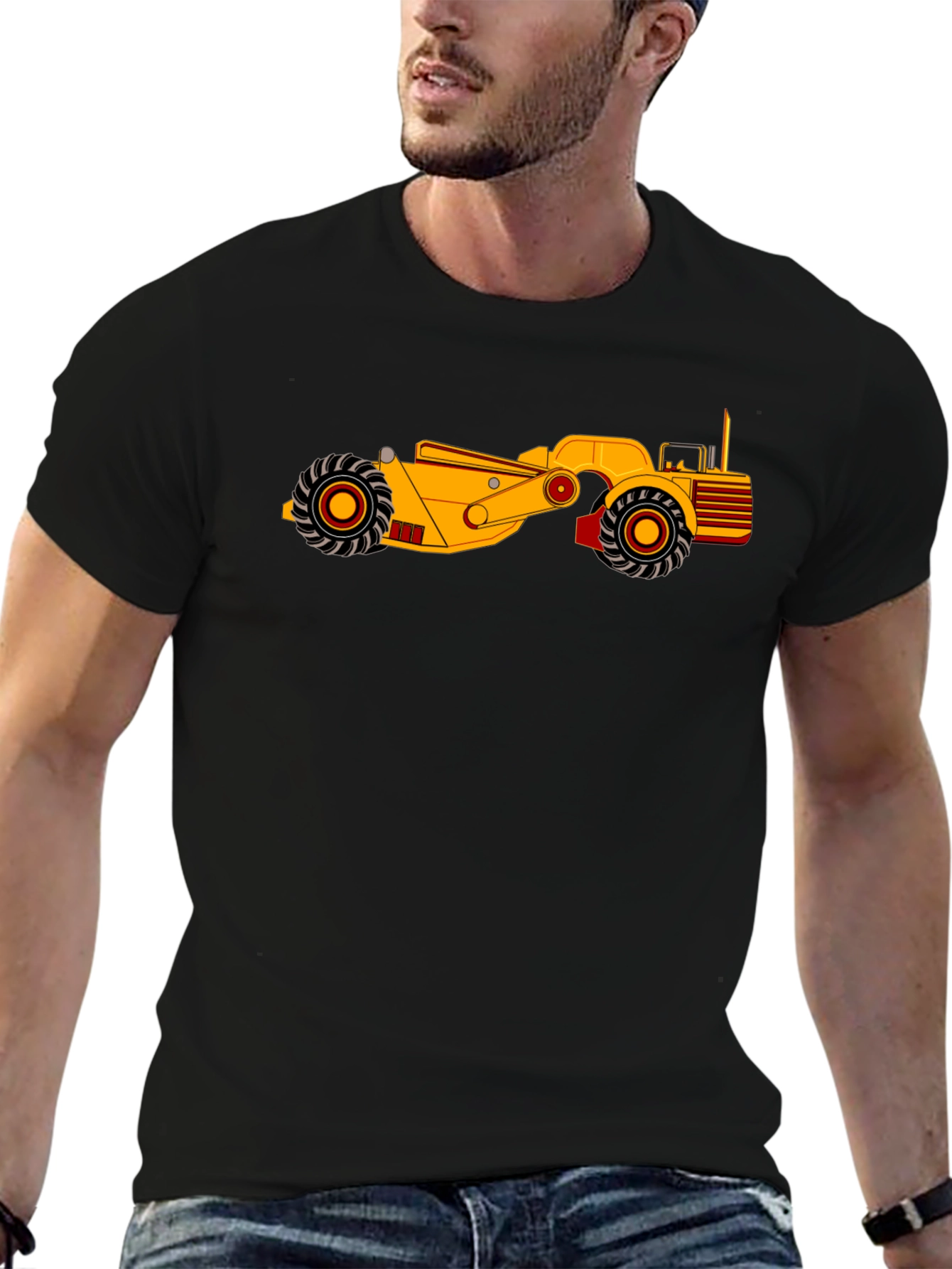 Cool Construction Vehicle Graphic Tee - Black