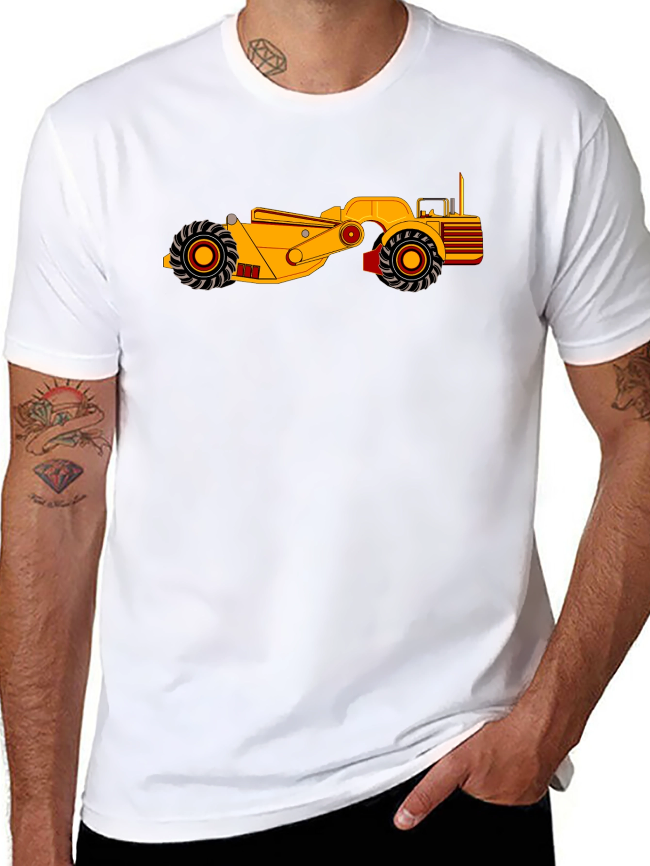 Cool Construction Vehicle Graphic Tee - Black