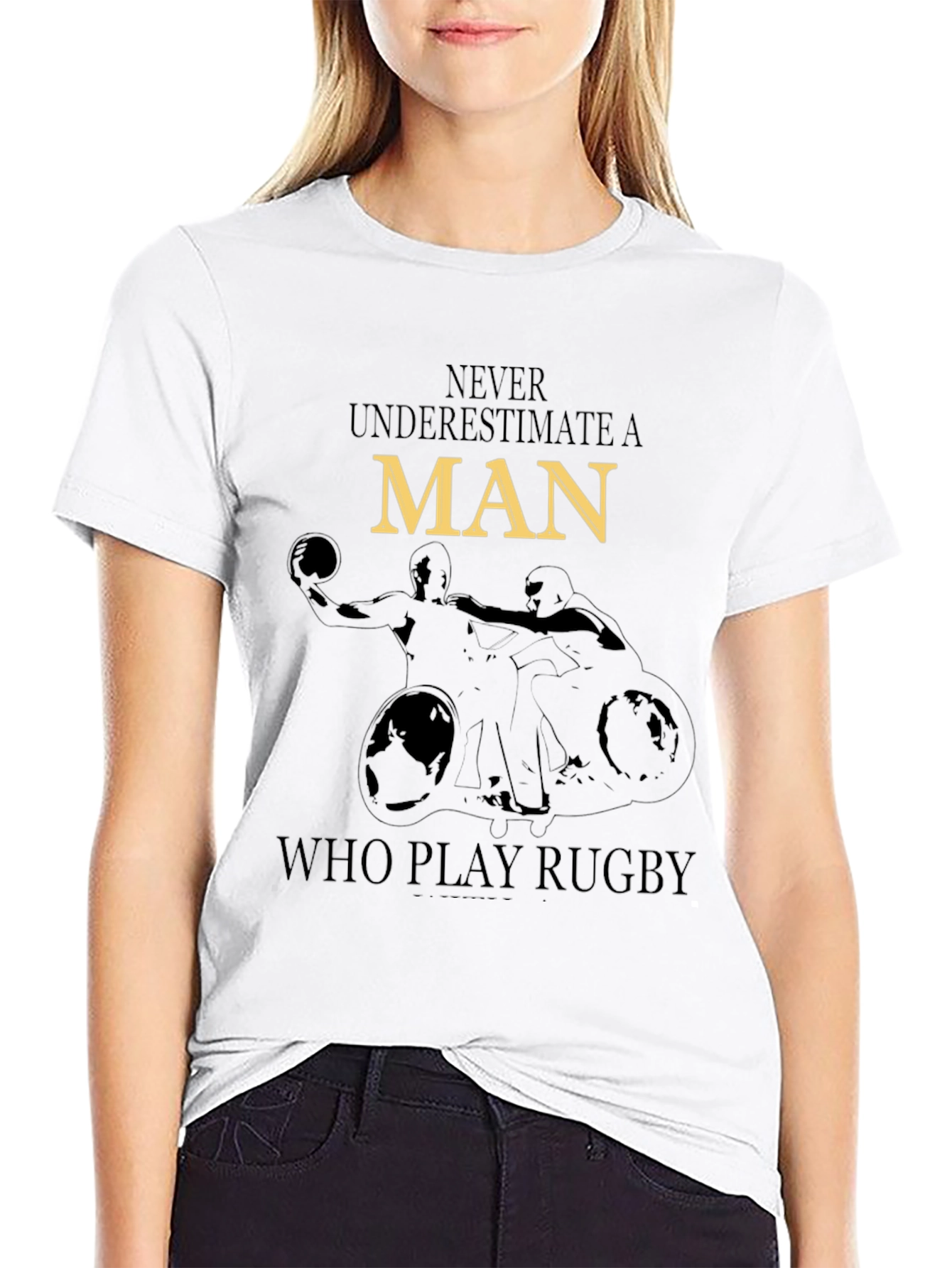 Never Underestimate A Man Who Play Rugby Black T-Shirt