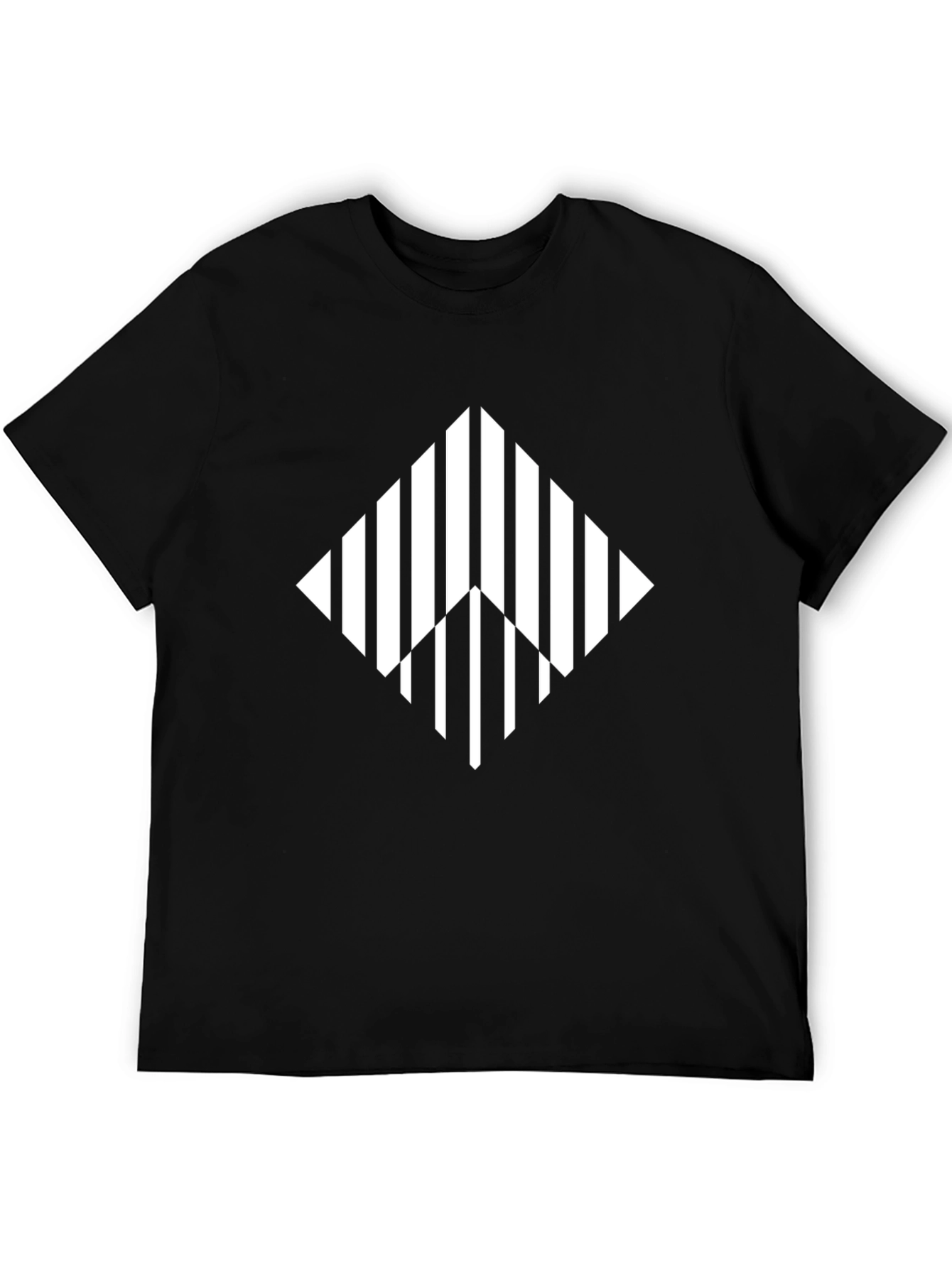 Stripped Diamond Graphic Black T-Shirt