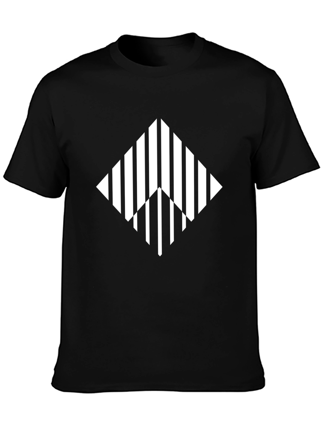 Stripped Diamond Graphic Black T-Shirt