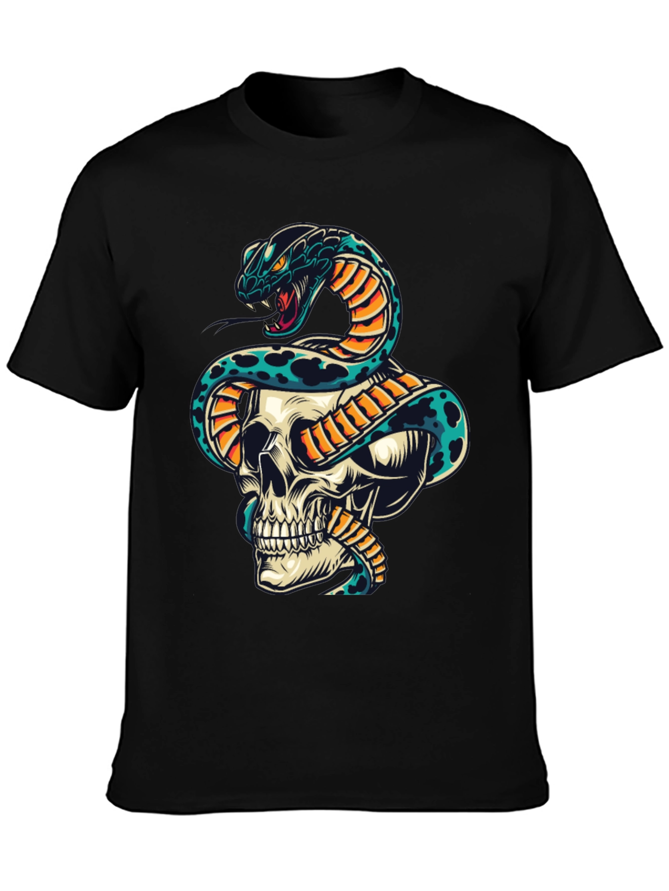 Skull & Snake Graphic Print T-Shirt