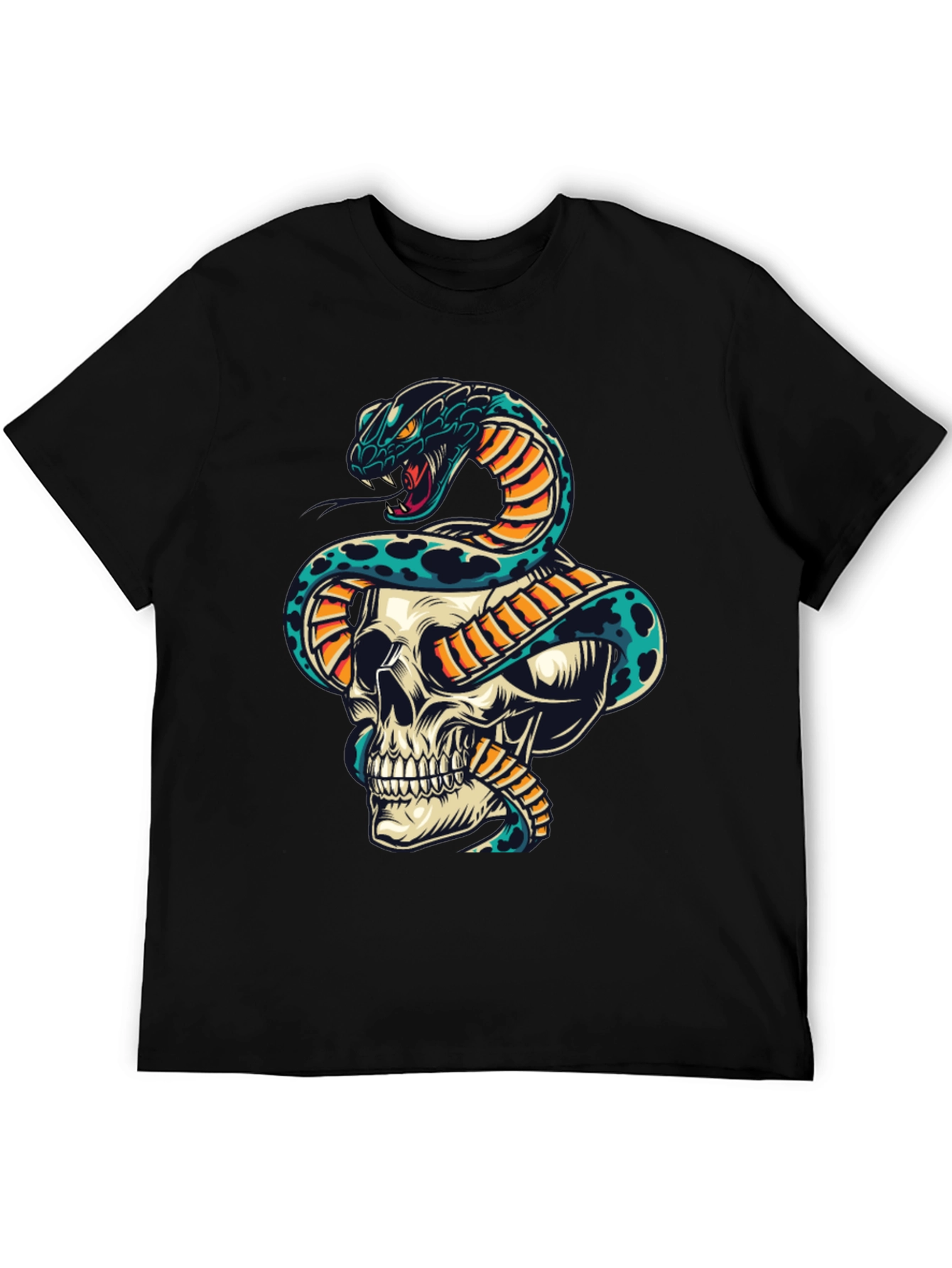 Skull & Snake Graphic Print T-Shirt