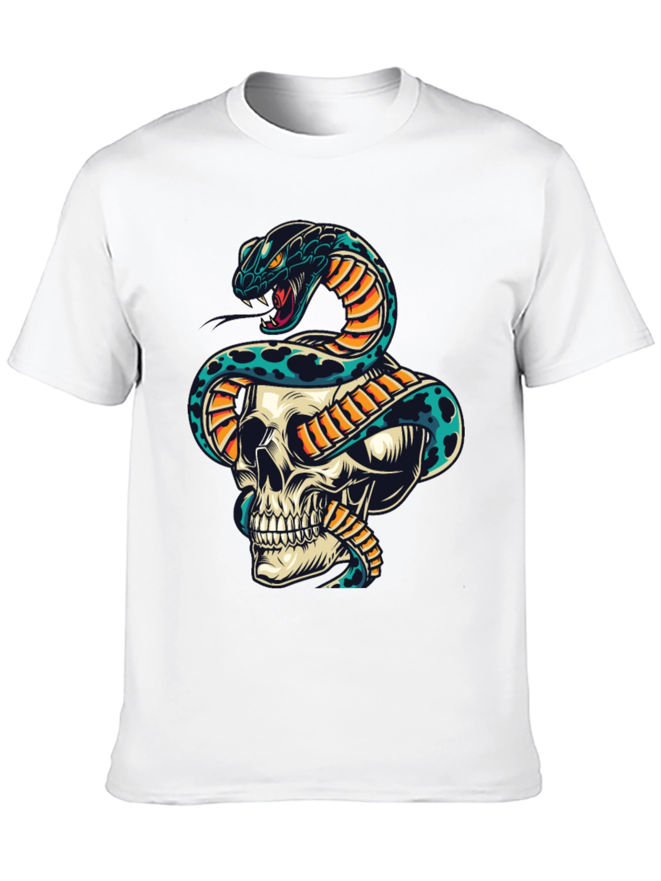 Skull & Snake Graphic Print T-Shirt