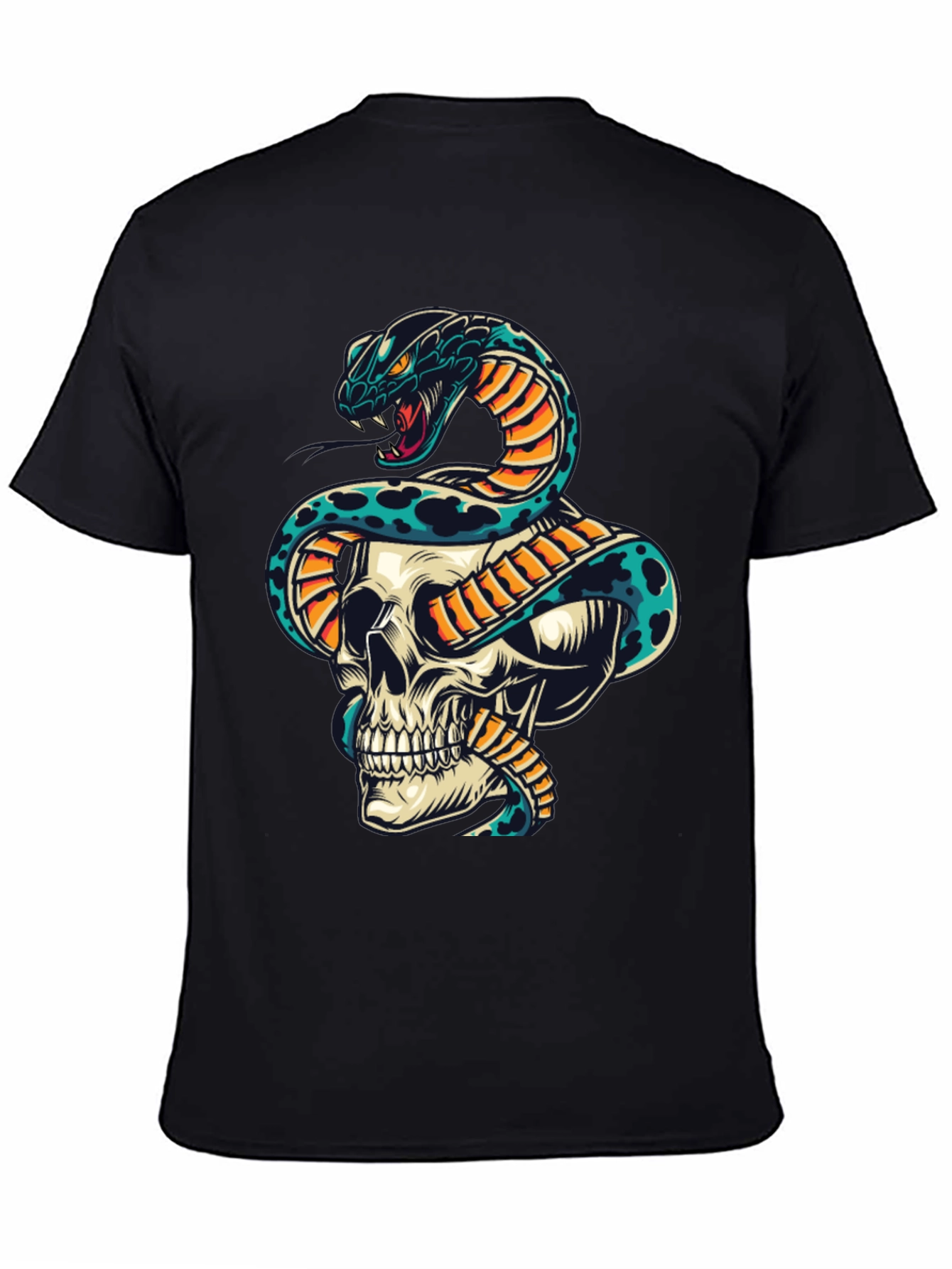 Skull & Snake Graphic Print T-Shirt