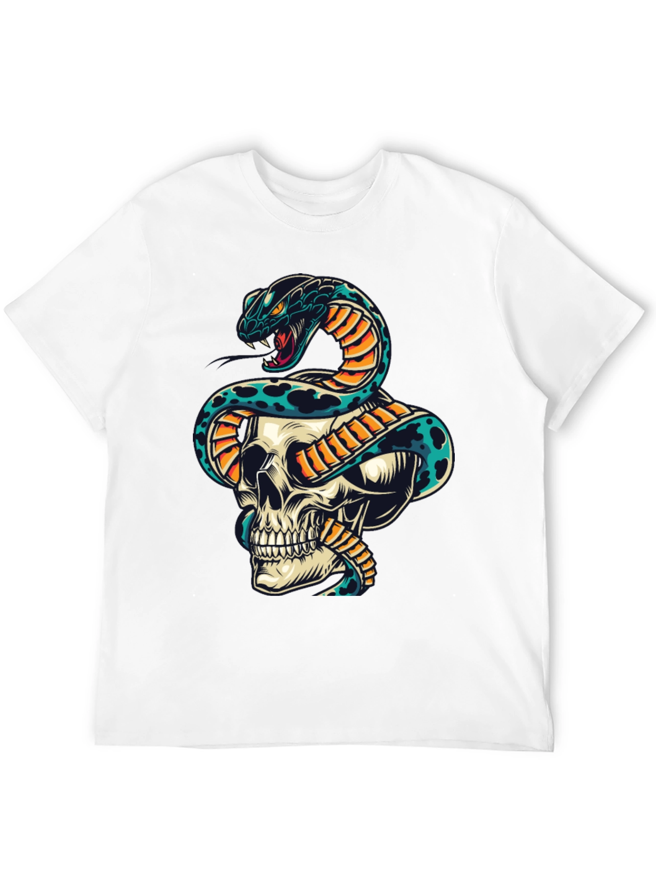 Skull & Snake Graphic Print T-Shirt