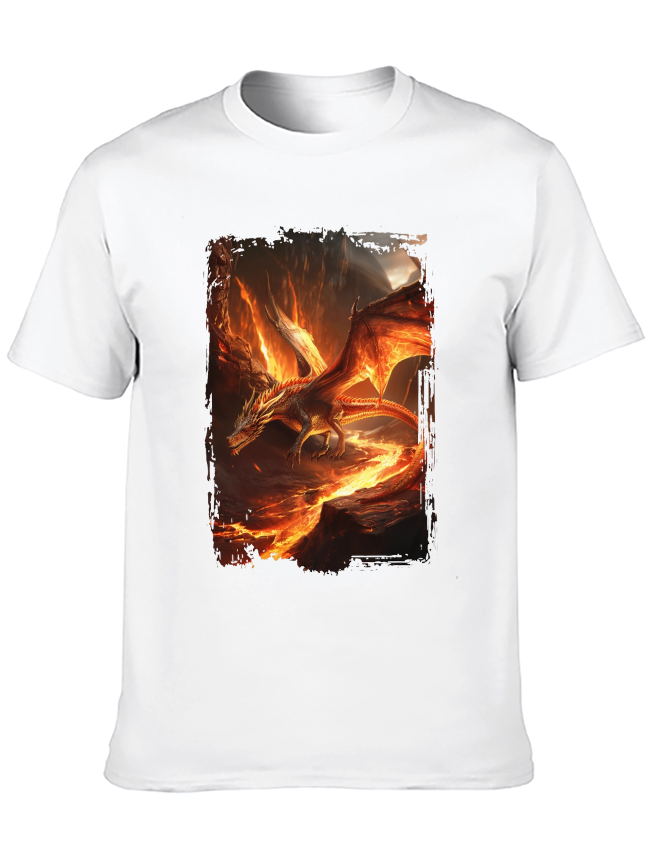 Fiery Dragon Graphic Print Black T-Shirt