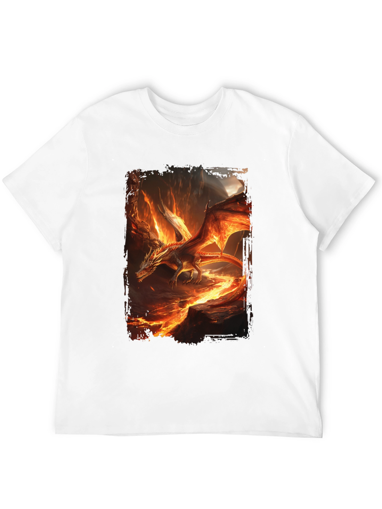Fiery Dragon Graphic Print Black T-Shirt