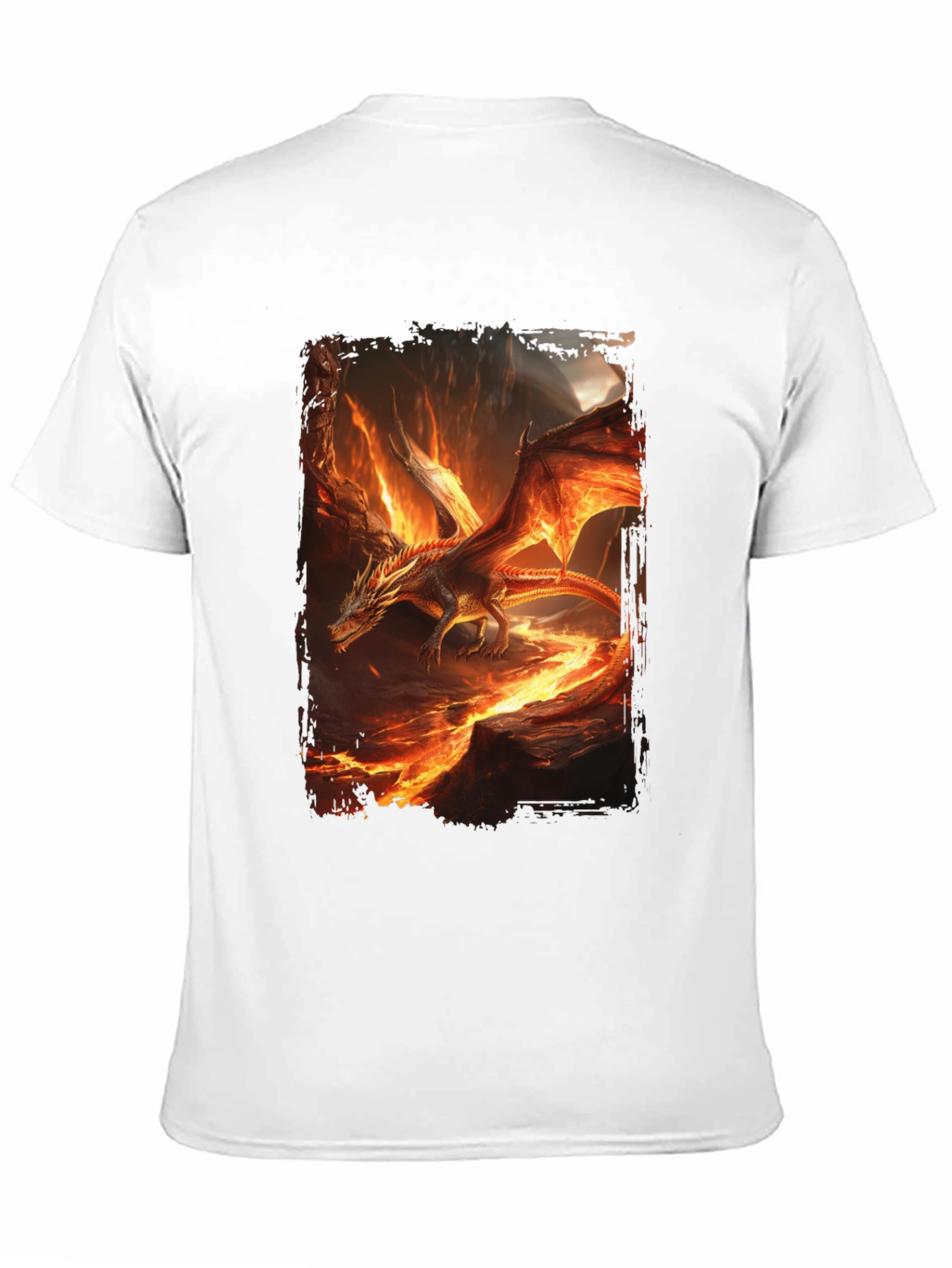Fiery Dragon Graphic Print Black T-Shirt