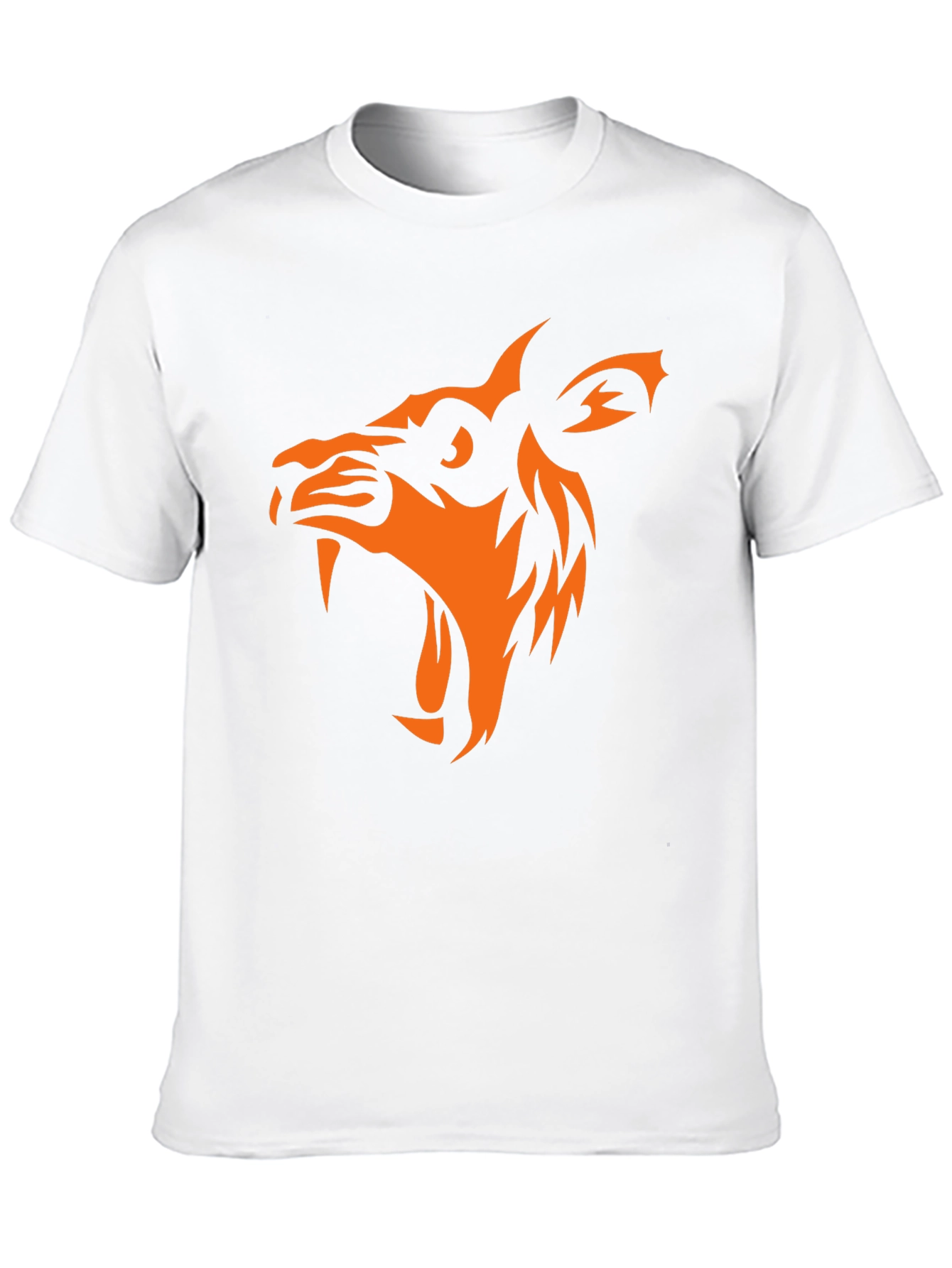 Black T-Shirt with Orange Wolf Graphic