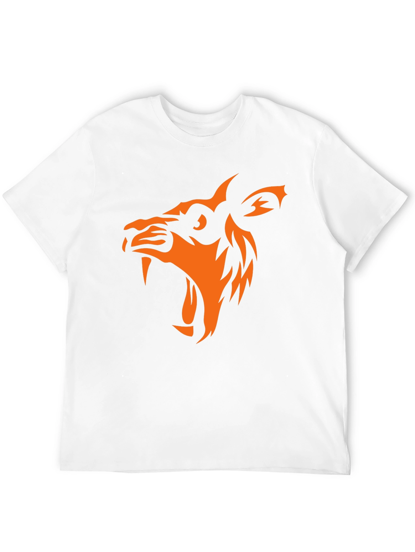Black T-Shirt with Orange Wolf Graphic